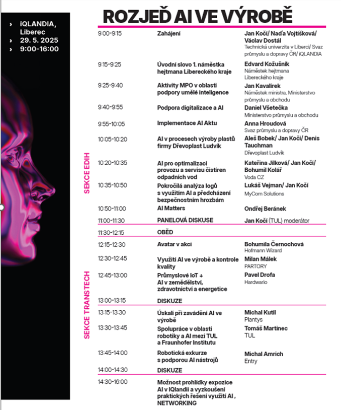 AI ve výrobě 29.5. 2025 program